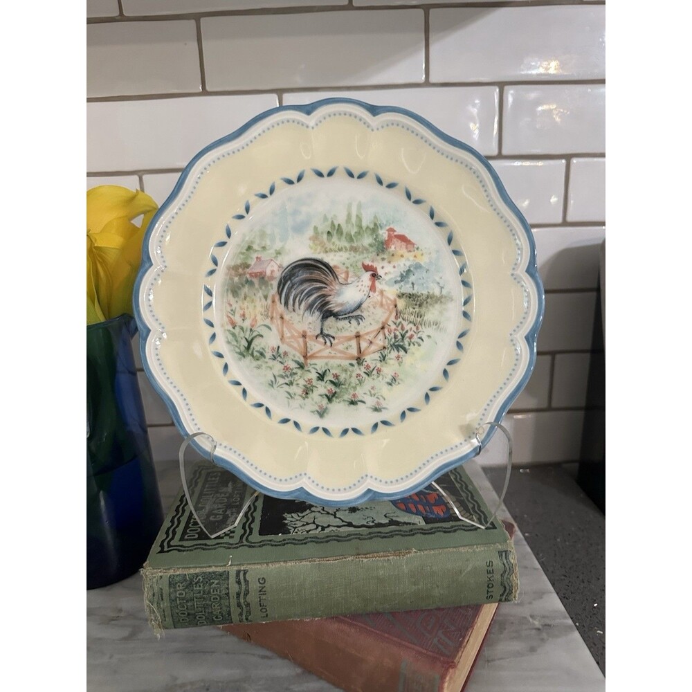 Lenox Provencal Garden Rooster Plate Ceramic Round Glossy Chicken Farmhouse